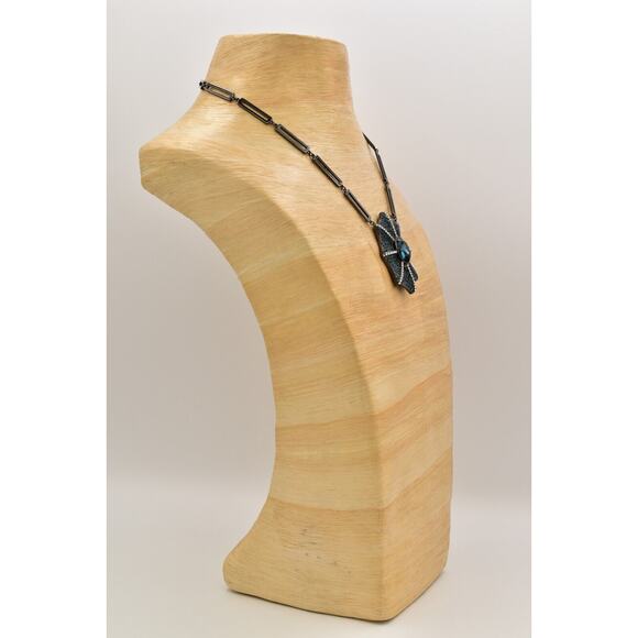 Akkad Designer Necklace Pendant Web Blue Pave Rhinestone Sparkle Signed Bin2 - Picture 10 of 12